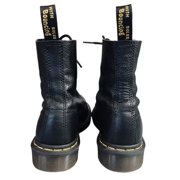 Dr. Martens Women’s Sz 7 Black Leather Pascal Virginia Boots Lace Up - Picture 8 of 11